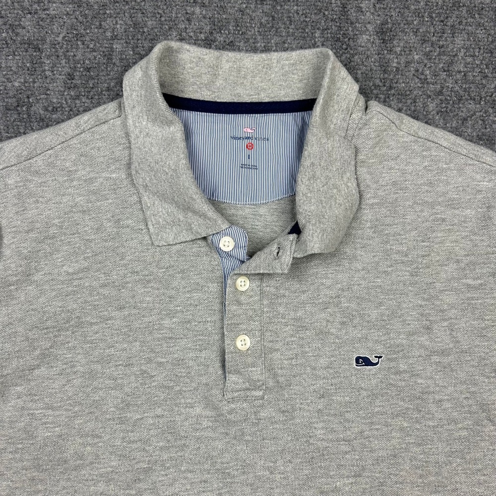Vineyard Vines Polo Shirt Mens L Gray Short Sleeve Cotton Whale Logo Target
